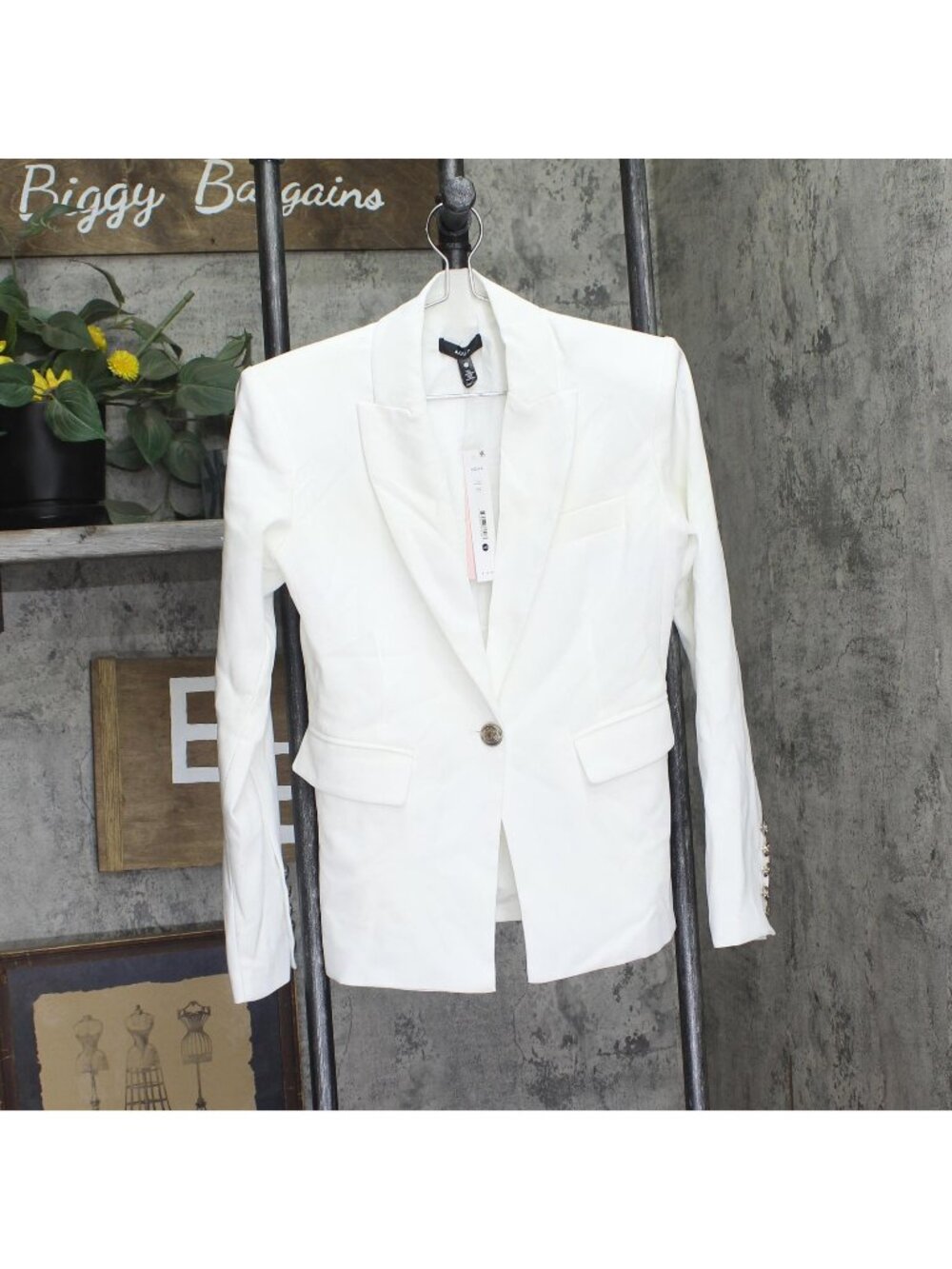 Aqua Side Button Blazer Jacket IJM30881 White 2XS